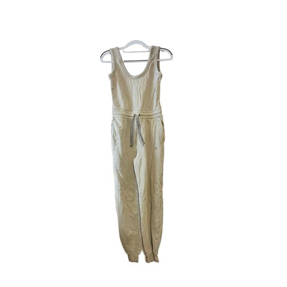 Everlane The French Terry Jumpsuit Romper •XXS•Drawstring Waist Scoop Neck Khaki - Picture 9 of 16